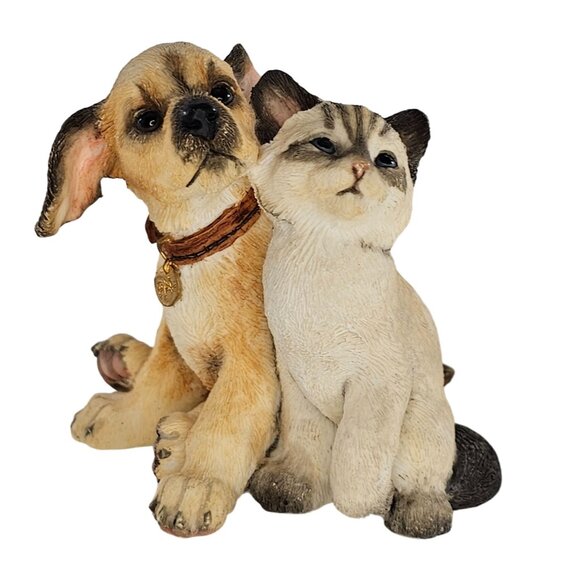 Country Artists Kitten With Puppy Figurine Resin #02223 Dog Cat - Picture 1 of 8
